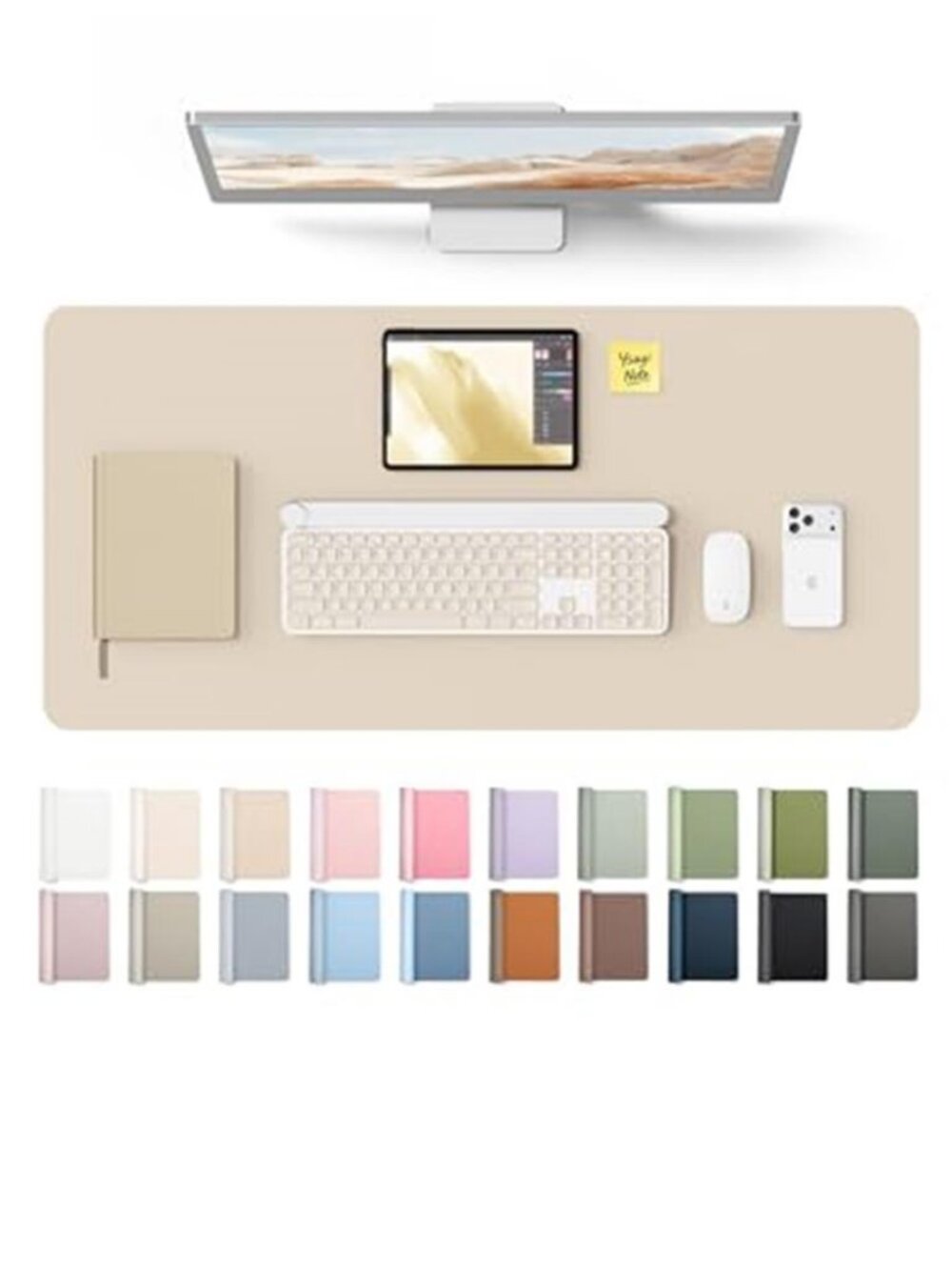 Leather Desk Pad Protector, Large Mouse Pad, Non-Slip PU Leather Desk